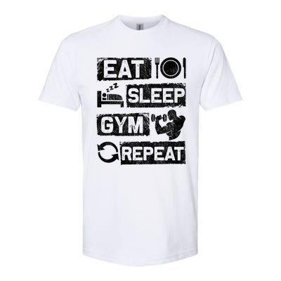 Eat Sleep Gym Repeat Funny Sports Bodybuilding Clothing: Gift Softstyle CVC T-Shirt