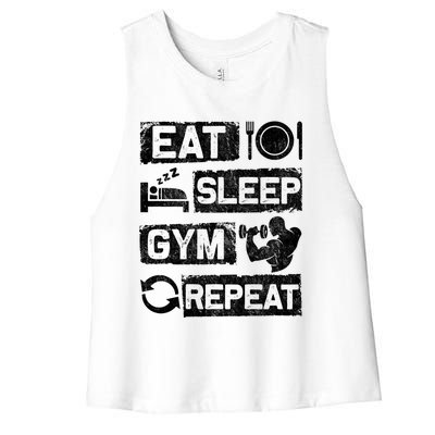 Eat Sleep Gym Repeat Funny Sports Bodybuilding Clothing: Gift Women's Racerback Cropped Tank