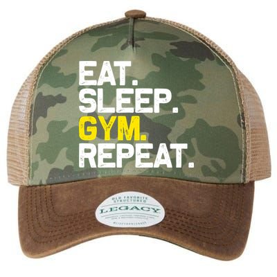 Eat Sleep Gym Repeat Gym Motivation Gift Legacy Tie Dye Trucker Hat