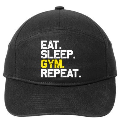 Eat Sleep Gym Repeat Gym Motivation Gift 7-Panel Snapback Hat