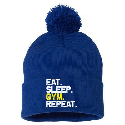 Eat Sleep Gym Repeat Gym Motivation Gift Pom Pom 12in Knit Beanie