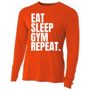 Eat Sleep Gym Repeat Gym Goer Sports Player Tee Cute Gift Cooling Performance Long Sleeve Crew