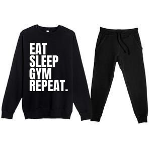 Eat Sleep Gym Repeat Gym Goer Sports Player Tee Cute Gift Premium Crewneck Sweatsuit Set