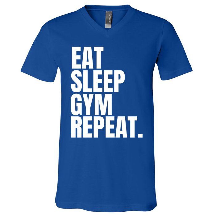 Eat Sleep Gym Repeat Gym Goer Sports Player Tee Cute Gift V-Neck T-Shirt