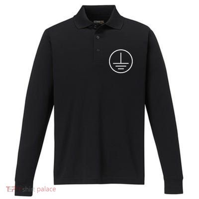 Electronics Stay Grounded Funny Electrical Engineer Performance Long Sleeve Polo