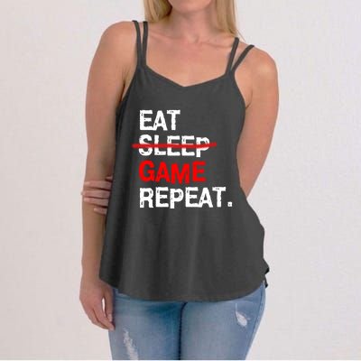 Eat Sleep Game Repeat Board Video Gamer Women's Strappy Tank