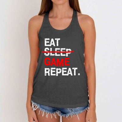 Eat Sleep Game Repeat Board Video Gamer Women's Knotted Racerback Tank