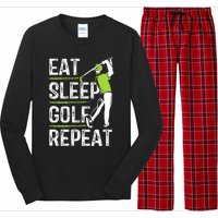 Eat Sleep Golf Repeat Funny Golfer Apparel Long Sleeve Pajama Set