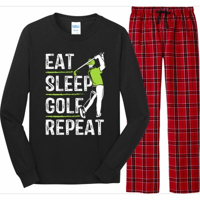 Eat Sleep Golf Repeat Funny Golfer Apparel Long Sleeve Pajama Set