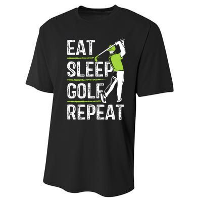 Eat Sleep Golf Repeat Funny Golfer Apparel Performance Sprint T-Shirt