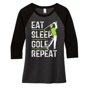 Eat Sleep Golf Repeat Funny Golfer Apparel Women's Tri-Blend 3/4-Sleeve Raglan Shirt