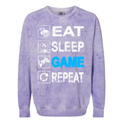 Eat Sleep Game Repeat Vintage Grunge Design Gift Colorblast Crewneck Sweatshirt