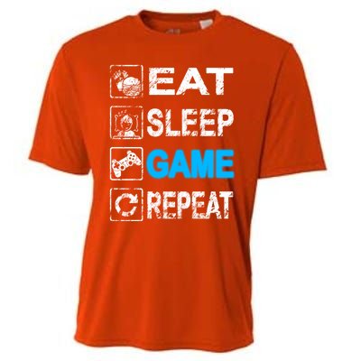 Eat Sleep Game Repeat Vintage Grunge Design Gift Cooling Performance Crew T-Shirt