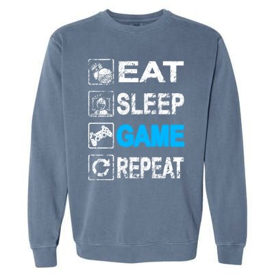 Eat Sleep Game Repeat Vintage Grunge Design Gift Garment-Dyed Sweatshirt