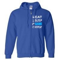 Eat Sleep Game Repeat Vintage Grunge Design Gift Full Zip Hoodie