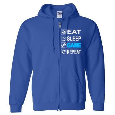 Eat Sleep Game Repeat Vintage Grunge Design Gift Full Zip Hoodie