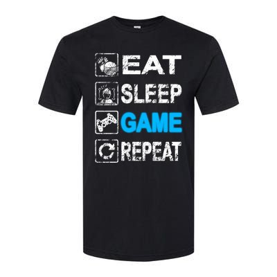 Eat Sleep Game Repeat Vintage Grunge Design Gift Softstyle CVC T-Shirt