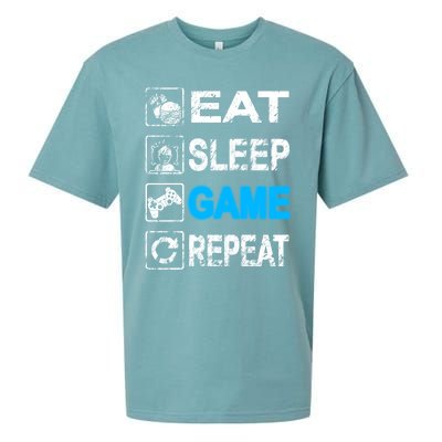 Eat Sleep Game Repeat Vintage Grunge Design Gift Sueded Cloud Jersey T-Shirt