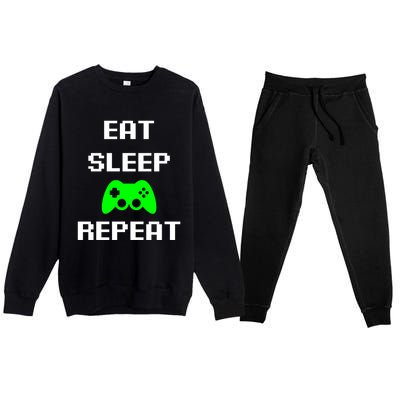 Eat Sleep Game Repeat / Video Game Gift Premium Crewneck Sweatsuit Set