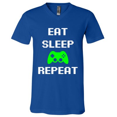 Eat Sleep Game Repeat / Video Game Gift V-Neck T-Shirt