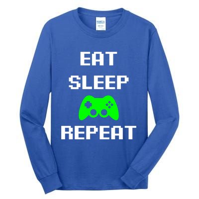 Eat Sleep Game Repeat / Video Game Gift Tall Long Sleeve T-Shirt