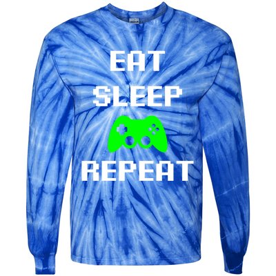 Eat Sleep Game Repeat / Video Game Gift Tie-Dye Long Sleeve Shirt