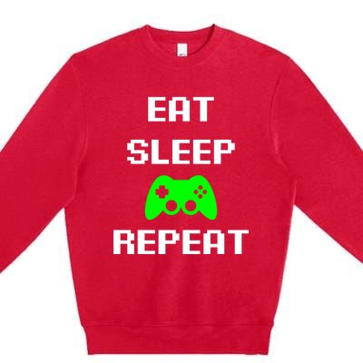 Eat Sleep Game Repeat / Video Game Gift Premium Crewneck Sweatshirt