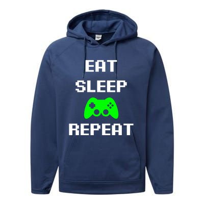 Eat Sleep Game Repeat / Video Game Gift Performance Fleece Hoodie