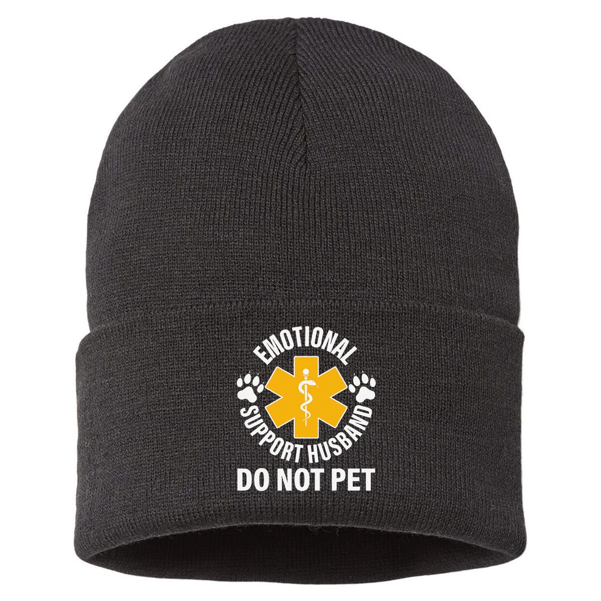 Emotional Support Husband Do Not Pet Sustainable Knit Beanie