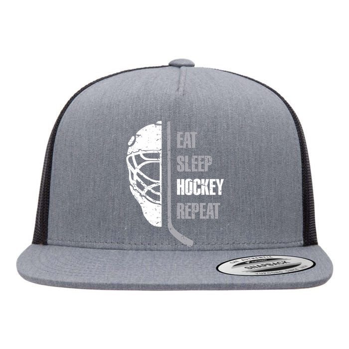 Eat Sleep Hockey Repeat Christmas Hockey Flat Bill Trucker Hat