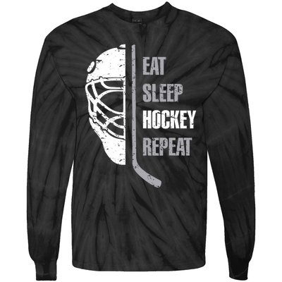 Eat Sleep Hockey Repeat Christmas Hockey Tie-Dye Long Sleeve Shirt