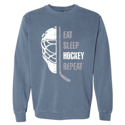 Eat Sleep Hockey Repeat Christmas Hockey Garment-Dyed Sweatshirt