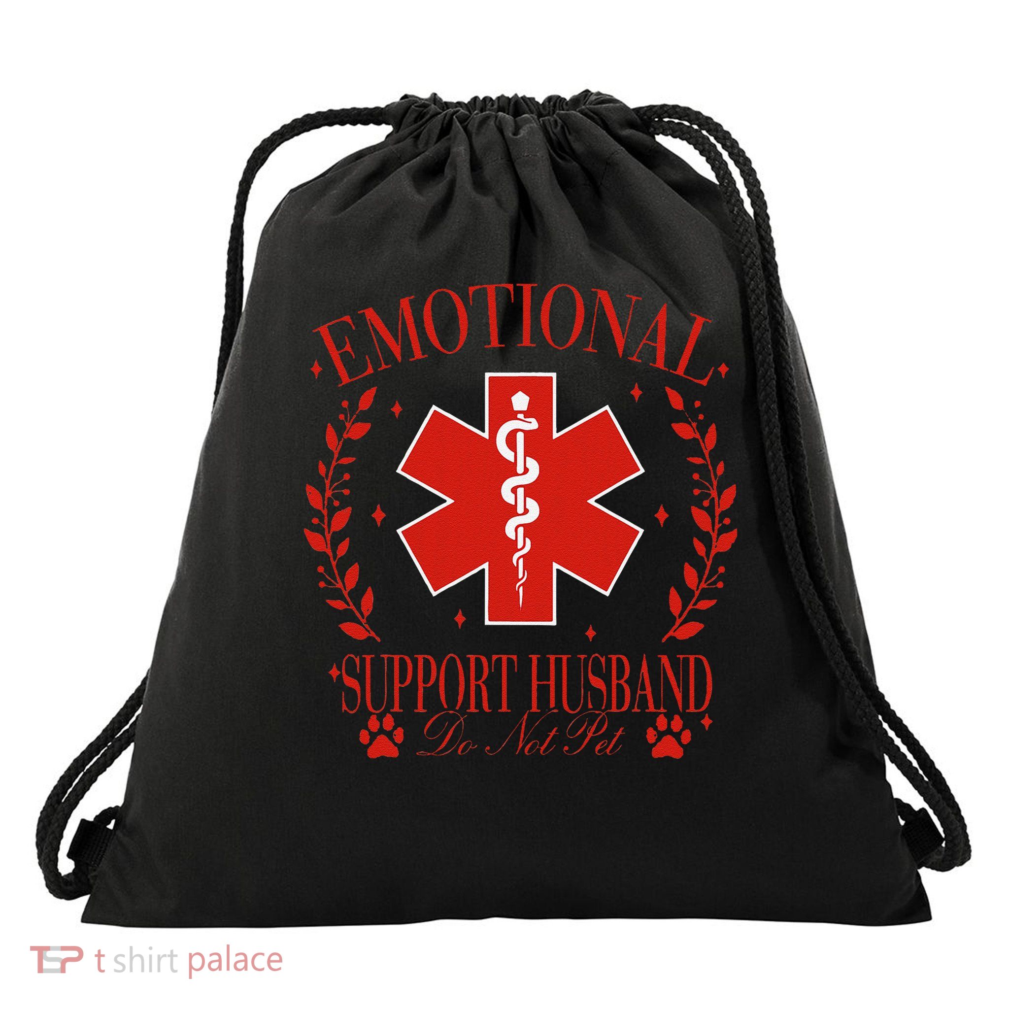 Emotional Support Husband Do Not Pet Drawstring Bag