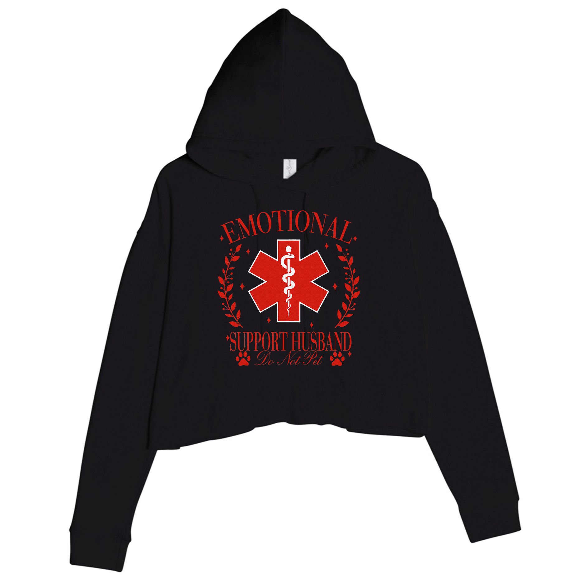 Emotional Support Husband Do Not Pet Crop Fleece Hoodie