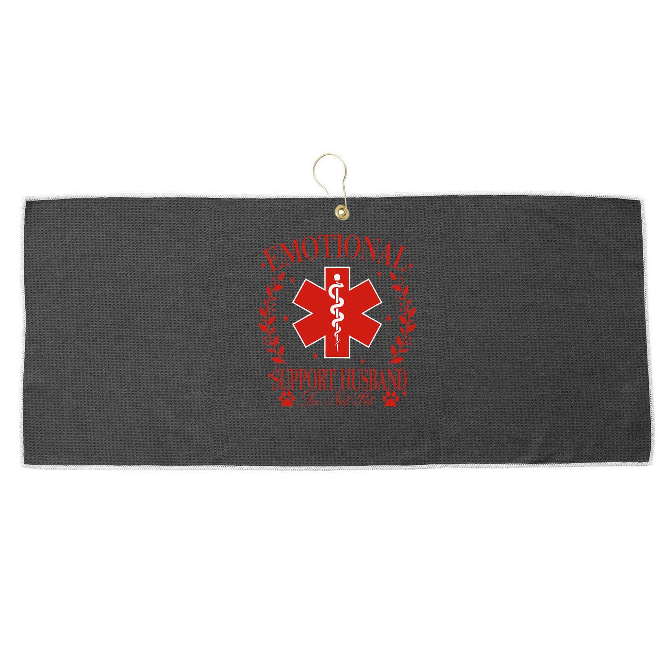 Emotional Support Husband Do Not Pet Large Microfiber Waffle Golf Towel