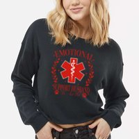 Emotional Support Husband Do Not Pet Cropped Pullover Crew