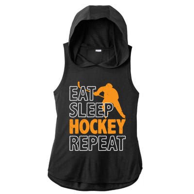 Eat Sleep Hockey Repeat Ice Hockey Lover Players Fun Meaningful Gift Ladies PosiCharge Tri-Blend Wicking Draft Hoodie Tank