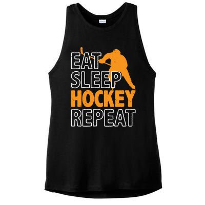 Eat Sleep Hockey Repeat Ice Hockey Lover Players Fun Meaningful Gift Ladies PosiCharge Tri-Blend Wicking Tank