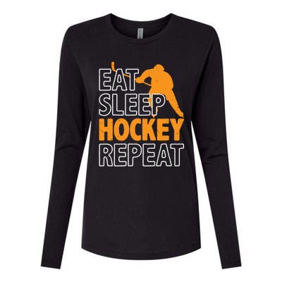 Eat Sleep Hockey Repeat Ice Hockey Lover Players Fun Meaningful Gift Womens Cotton Relaxed Long Sleeve T-Shirt