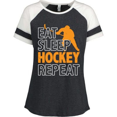 Eat Sleep Hockey Repeat Ice Hockey Lover Players Fun Meaningful Gift Enza Ladies Jersey Colorblock Tee