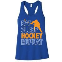 Eat Sleep Hockey Repeat Ice Hockey Lover Players Fun Meaningful Gift Women's Racerback Tank