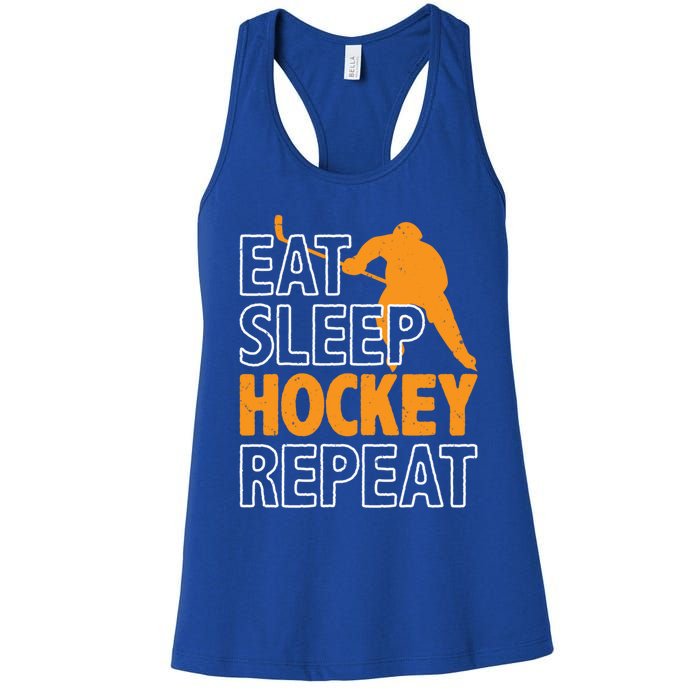 Eat Sleep Hockey Repeat Ice Hockey Lover Players Fun Meaningful Gift Women's Racerback Tank