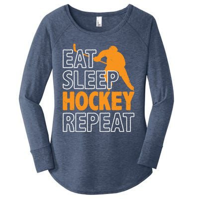 Eat Sleep Hockey Repeat Ice Hockey Lover Players Fun Meaningful Gift Women's Perfect Tri Tunic Long Sleeve Shirt