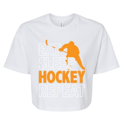 Eat Sleep Hockey Repeat Ice Hockey Lover Players Fun Meaningful Gift Bella+Canvas Jersey Crop Tee