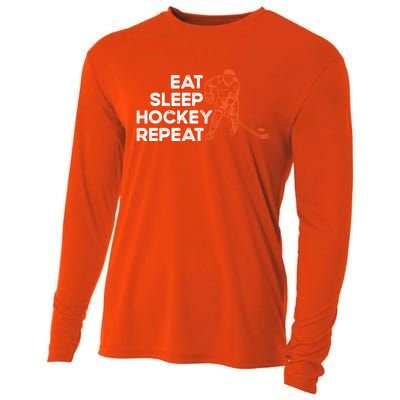 Eat Sleep Hockey Repeat Ice Hockey Lovers Players Funny Gift Cooling Performance Long Sleeve Crew