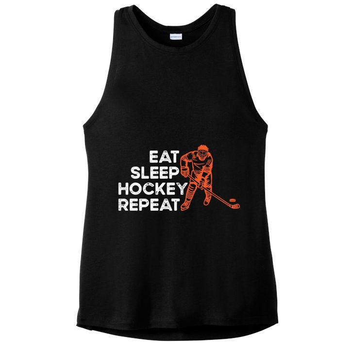 Eat Sleep Hockey Repeat Ice Hockey Lovers Players Funny Gift Ladies PosiCharge Tri-Blend Wicking Tank