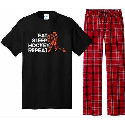 Eat Sleep Hockey Repeat Ice Hockey Lovers Players Funny Gift Pajama Set