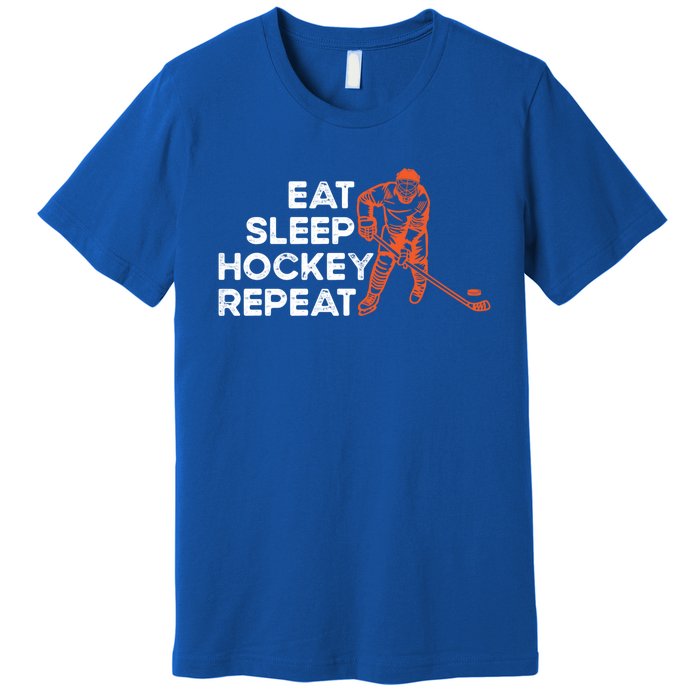 Eat Sleep Hockey Repeat Ice Hockey Lovers Players Funny Gift Premium T-Shirt