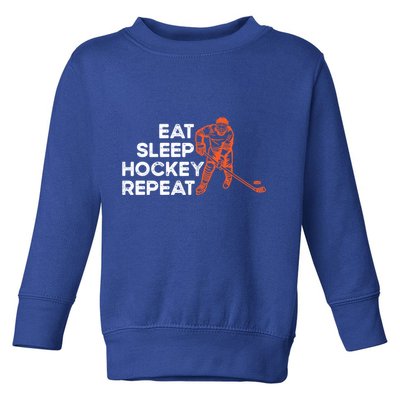 Eat Sleep Hockey Repeat Ice Hockey Lovers Players Funny Gift Toddler Sweatshirt