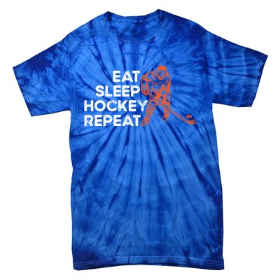 Eat Sleep Hockey Repeat Ice Hockey Lovers Players Funny Gift Tie-Dye T-Shirt